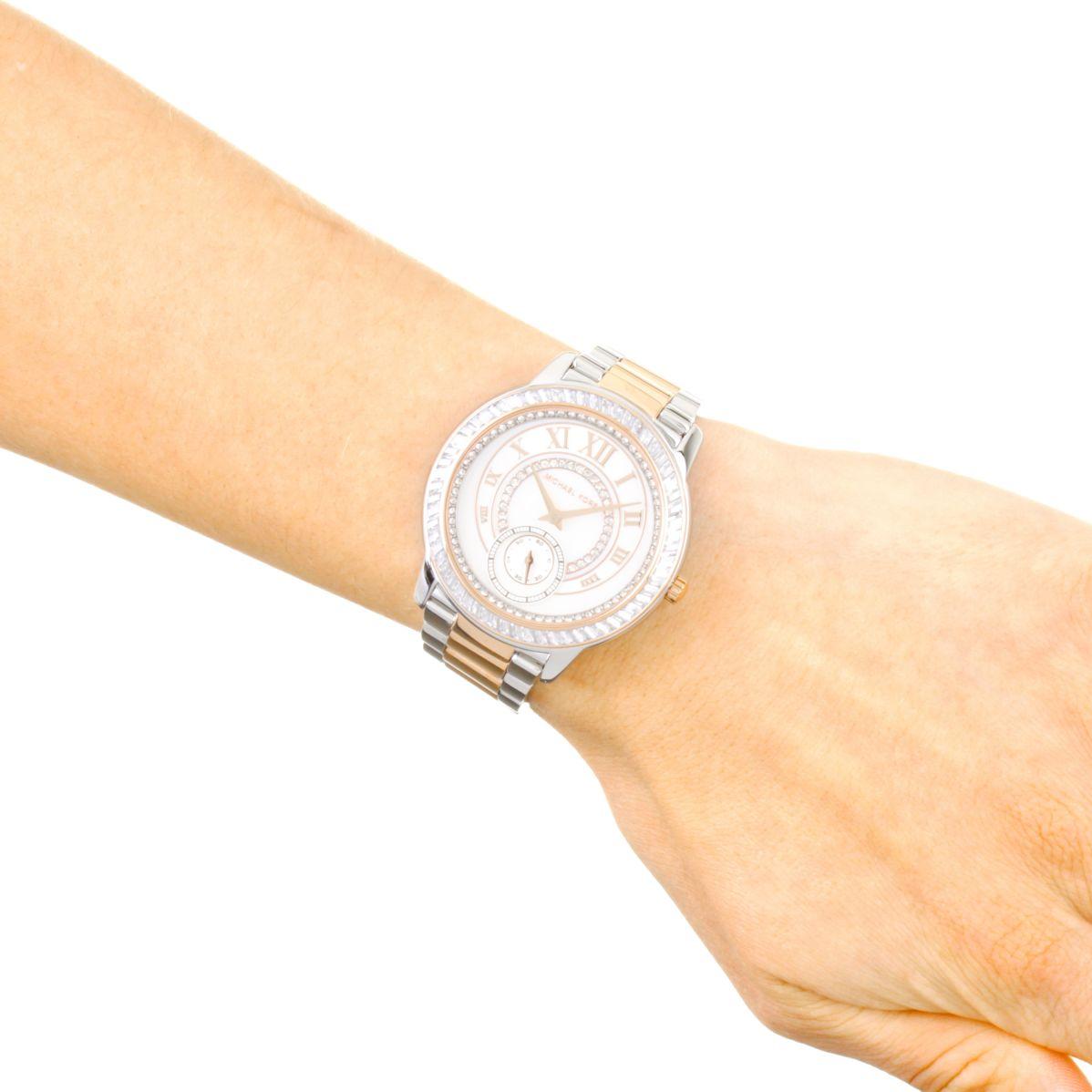 Michael Kors Madelyn Silver Dial Two Tone Steel Strap Watch for Women - MK6288