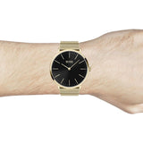 Hugo Boss Horizon Quartz Black Dial Gold Mesh Bracelet Watch For Men - 1513735
