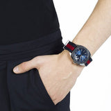 Gucci GG2570 Quartz Blue Dial Blue & Red Nylon Strap Watch For Men - YA142304