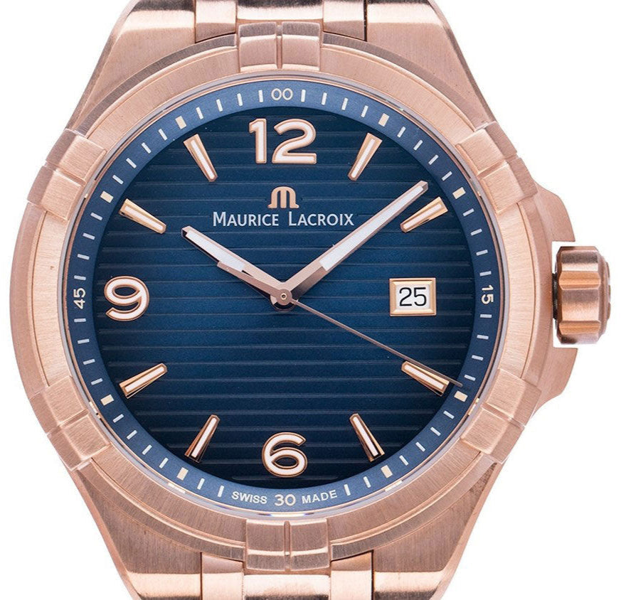 Maurice Lacroix Aikon Limited Edition Blue Dial Blue Leather Strap Watch For Men - AI6008-BRZ01-420-1