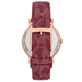 Michael Kors Corey Crystals Red Dial Red Leather Strap Watch for Women - MKO1025