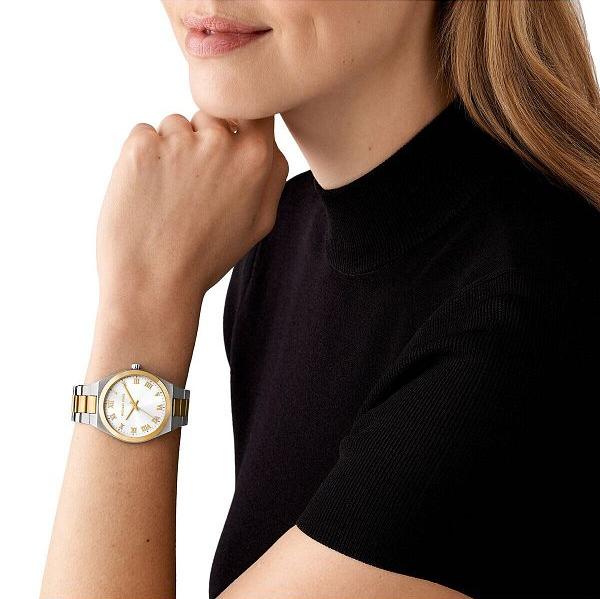 Michael Kors Lennox Three-Hand White Dial Two Tone Steel Strap Watch for Women - MK7464
