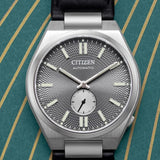 Citizen Tsuyosa Automatic Grey Dial Black Leather Strap Watch for Men - NK5010-01H