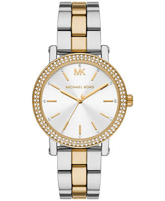 Michael Kors Corey Analog Silver Dial Two Tone Steel Strap Watch for Women - MK7348