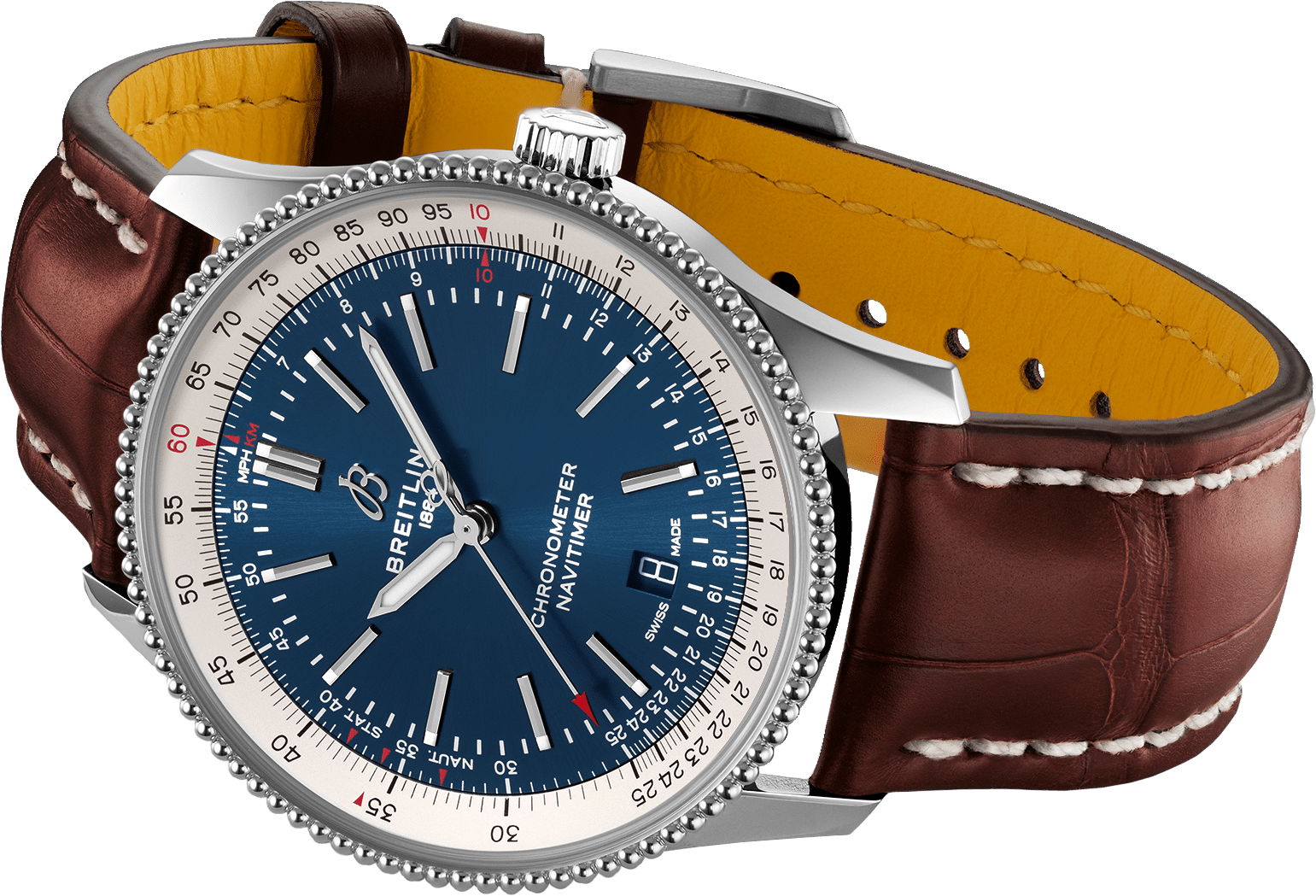 Breitling Navitimer 1 Automatic 41mm Blue Dial Brown Leather Strap Mens Watch - A17326211C1P1