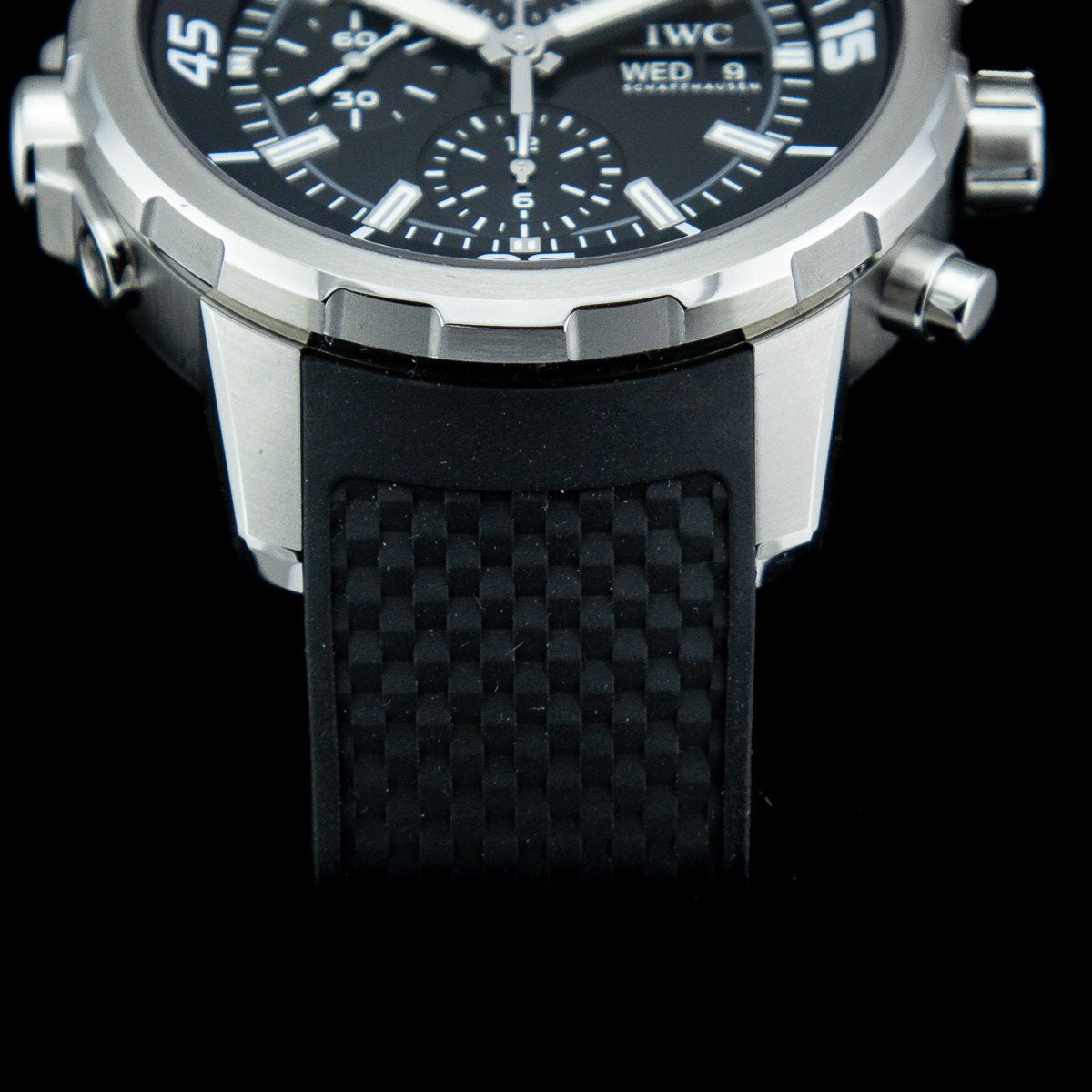 IWC Aquatimer Chronograph Black Dial Black Leather Strap Watch for Men - IW376803