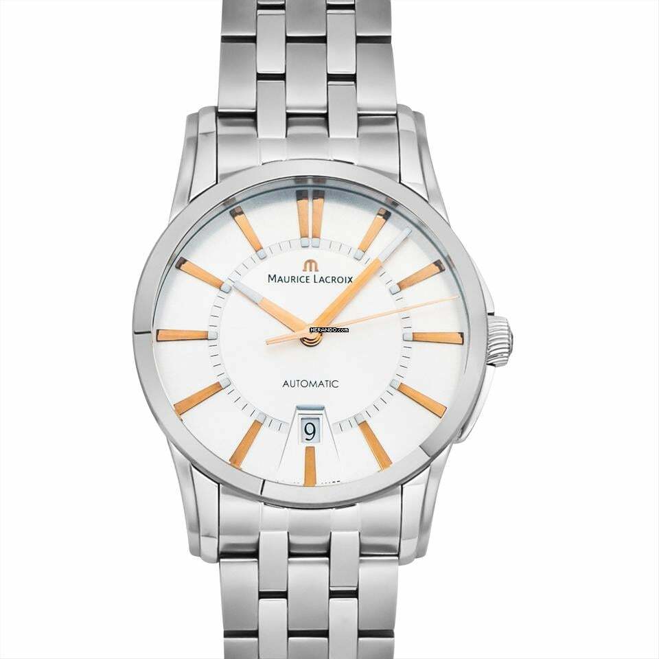 Maurice Lacroix Pontos Date Silver Dial Silver Steel Strap Watch For Men - PT6148-SS002-131-1