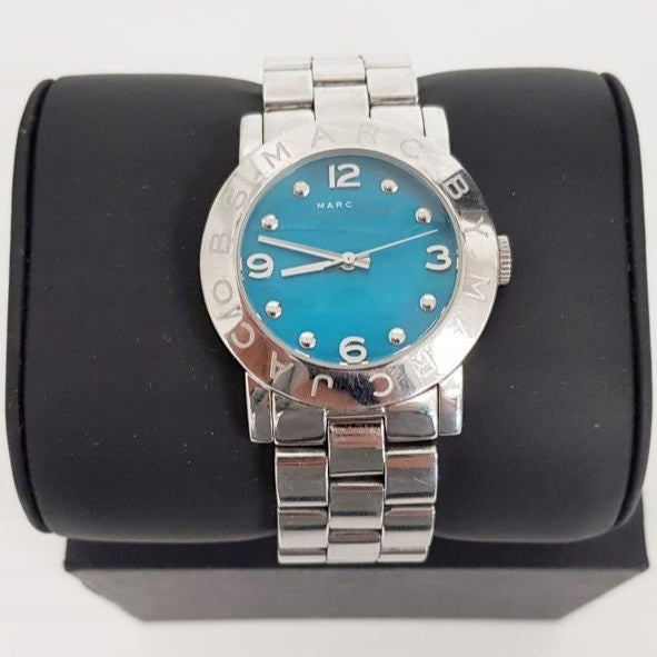Marc Jacobs Amy Blue Dial Silver Steel Strap Watch for Women - MBM3272