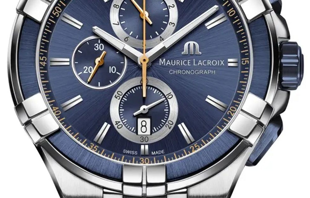 Maurice Lacroix Aikon Chronograph Blue Dial Blue Leather Strap Watch For Men - AI1018-SS001-432-4