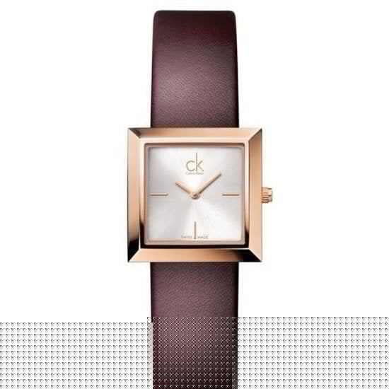 Calvin Klein Mark White Dial Brown Leather Strap Watch for Women - K3R236G6