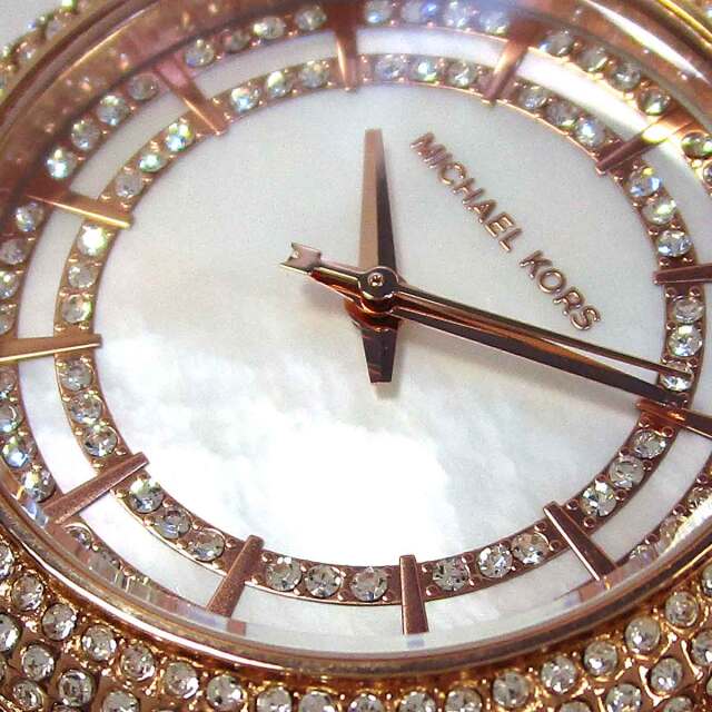 Michael Kors Sylvia Mother Of Pearl Dial Rose Gold Steel Strap Watch for Women - MK4656