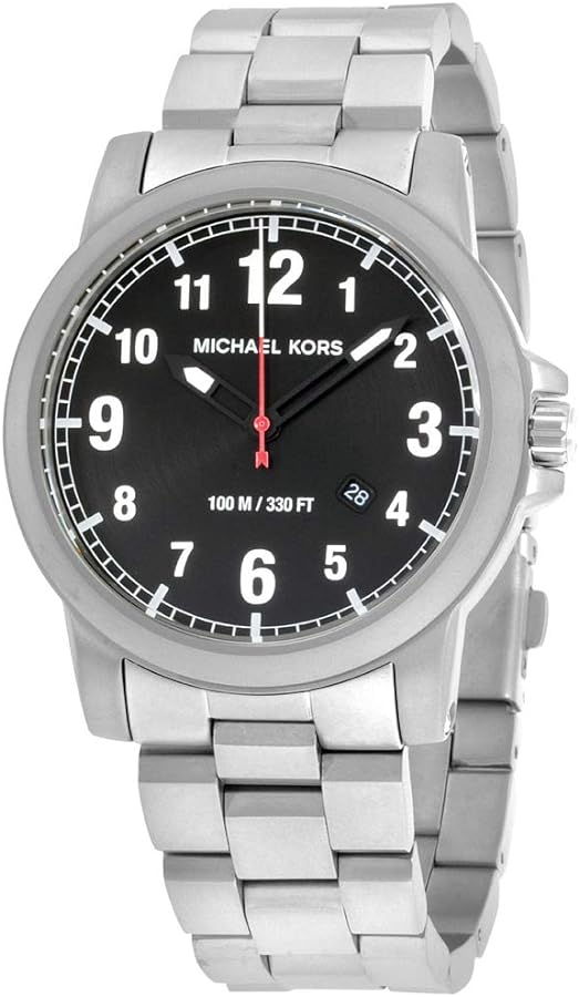 Michael Kors Paxton Analog Black Dial Silver Steel Strap Watch For Men - MK8500