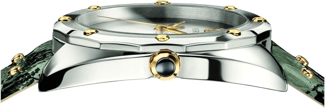Versace Shadov Quartz Silver Dial Snakeskin Green Leather Strap Watch for Women - VEBM00718