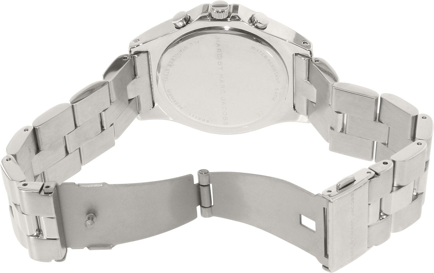 Marc Jacobs Blade Chronograph Brown Dial Silver Steel Strap Watch for Women - MBM8636