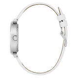 Guess Rumour Silver Dial White Leather Strap Watch For Women - GW0689L1