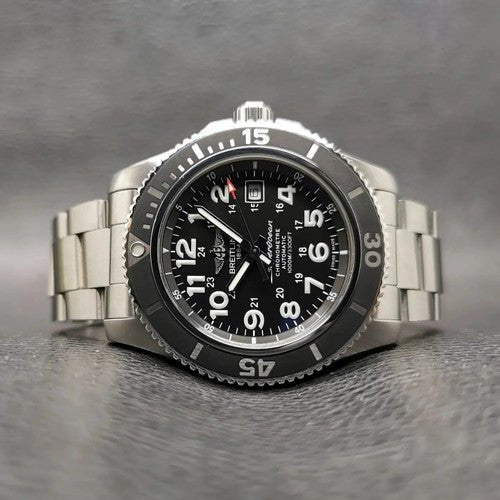 Breitling Superocean II 44mm Black Dial Black Steel Strap Watch for Men - A17392D71B1A1