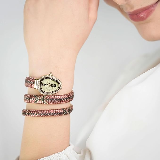 Just Cavalli Glam Snake Gold Dial Multicolor Steel Strap Watch for Women - JC1L163M0245