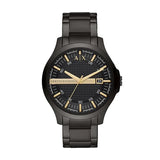 Armani Exchange Hampton Chronograph Black Dial Black Steel Strap Watch For Men - AX2413