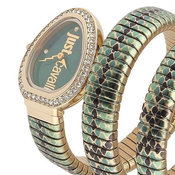 Just Cavalli Doppio Green Dial Multicolor Steel Strap Watch for Women - JC1L163M0055