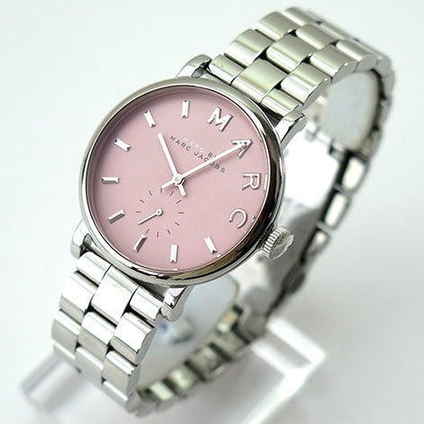 Marc Jacobs Baker Pink Dial Silver Steel Strap Watch for Women - MBM3283