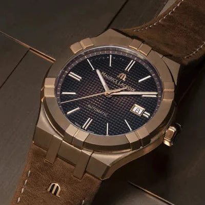 Maurice Lacroix Aikon Automatic Brown Dial Brown Leather Strap Watch For Men - AI6008-BRZ01-730-3