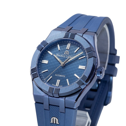 Maurice Lacroix Automatic PVD Limited Edition Blue Dial Blue Silicon Strap Watch For Men - AI6007-PVC00-430-4