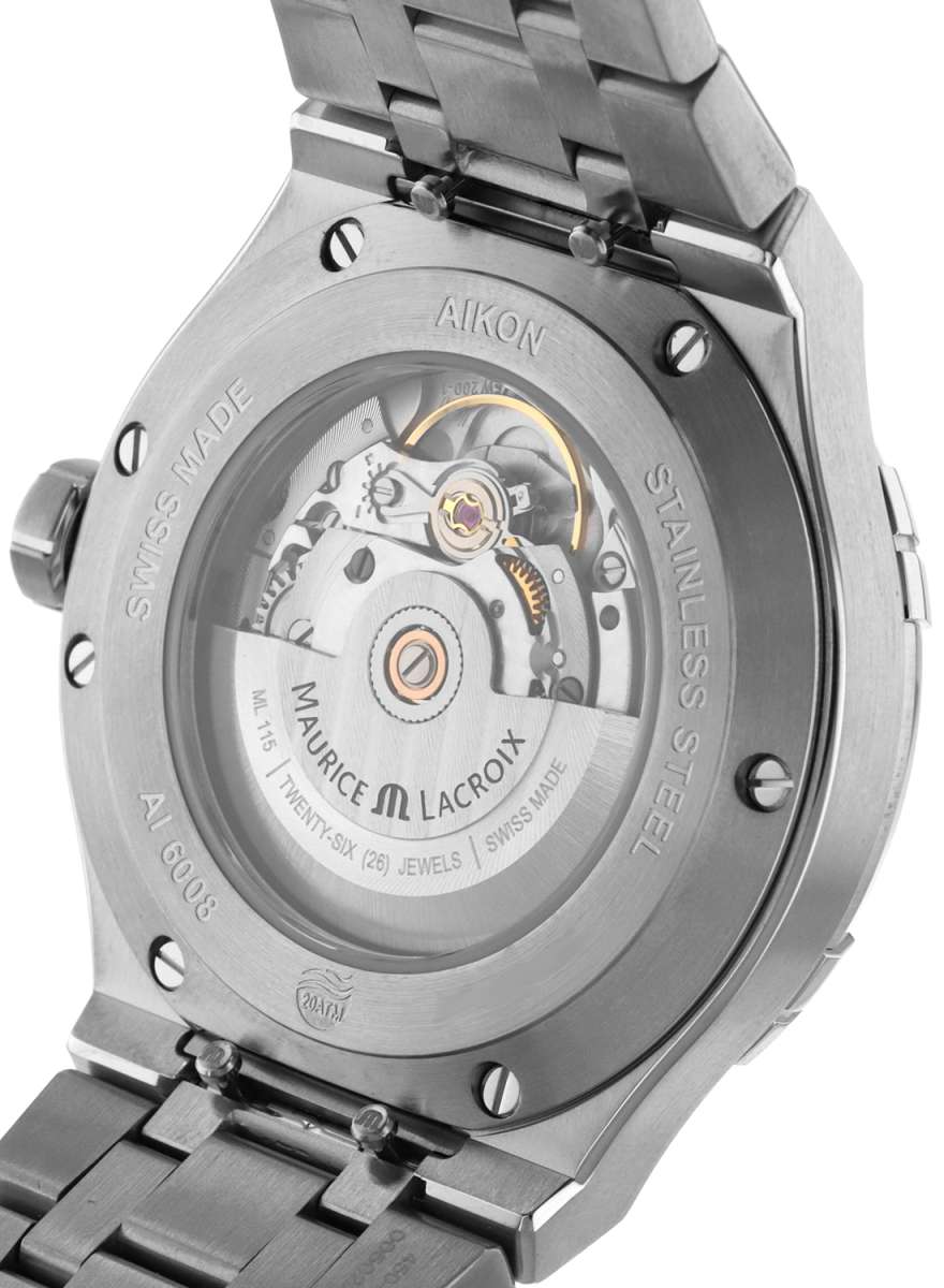 Maurice Lacroix Aikon Automatic Black Dial Silver Steel Strap Watch For Men - AI6008-SS002-330-1