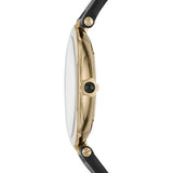 Emporio Armani Arianna Analog Silver Dial Black Leather Strap Watch For Women - AR11200