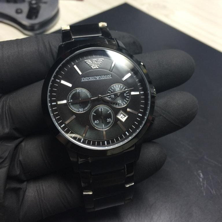 Emporio Armani Classic Chronograph Black Dial Black Stainless Steel Strap Watch For Men - AR2453