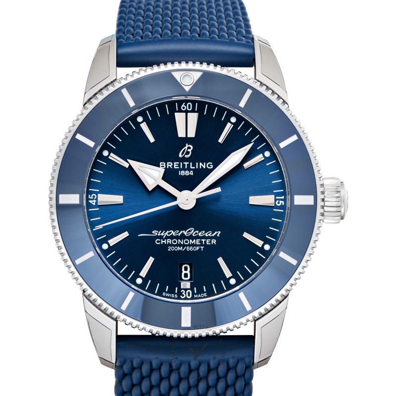 Breitling Superocean Heritage II B20 44mm Blue Dial Blue Rubber Strap Mens Watch - AB2030161C1S1