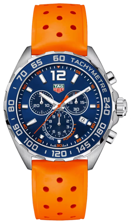 Tag Heuer Formula 1 Quartz Chronograph Blue Dial Orange Rubber Strap Watch for Men - CAZ1014.FT8028