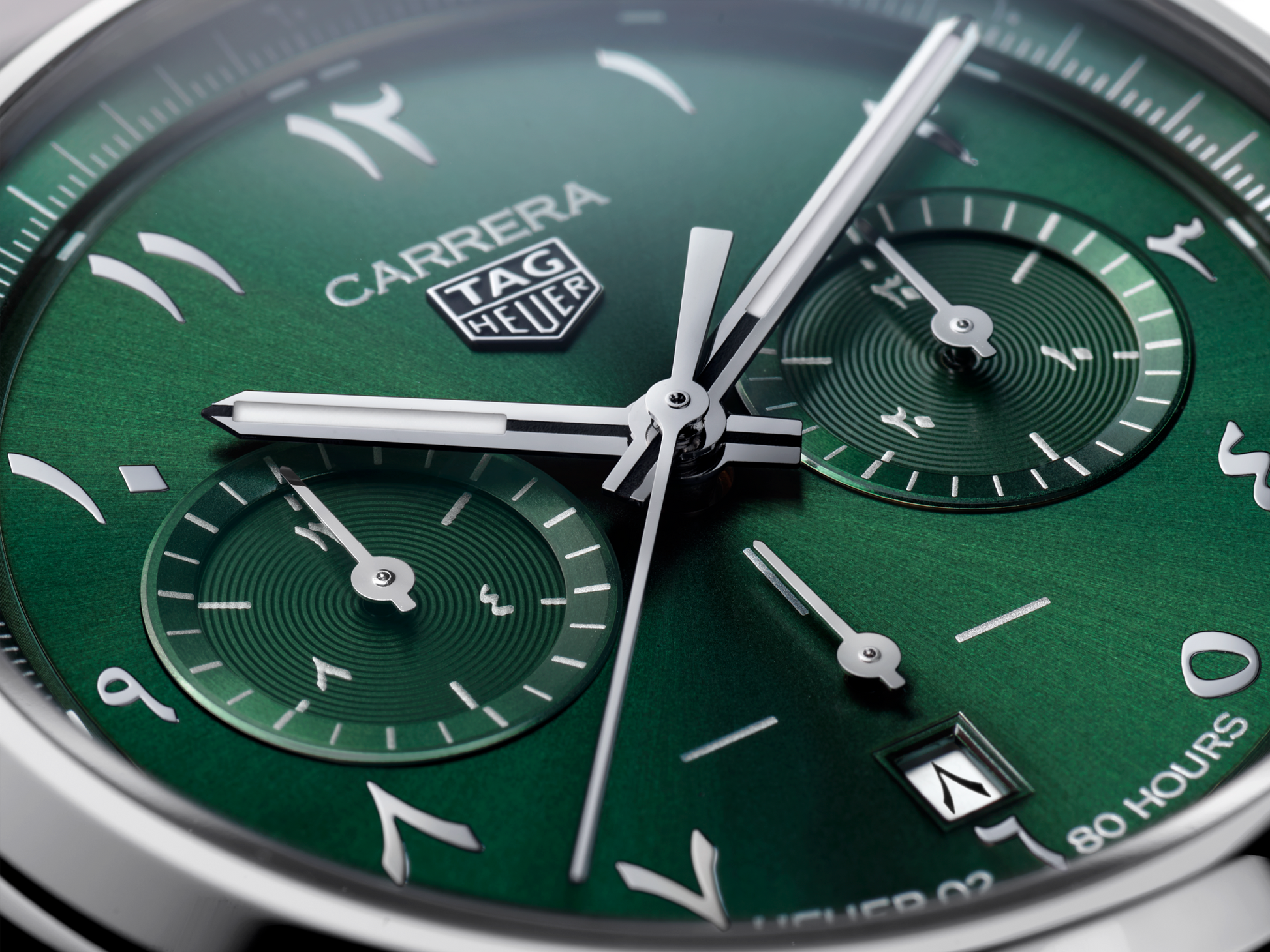 Tag Heuer Carrera Automatic Chronograph Limited Edition Green Dial Silver Steel Strap Watch for Men - CBN2014.EB0240