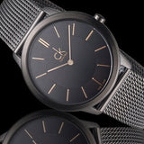 Calvin Klein Minimal Black Dial Black Mesh Bracelet Watch for Women - K3M22421