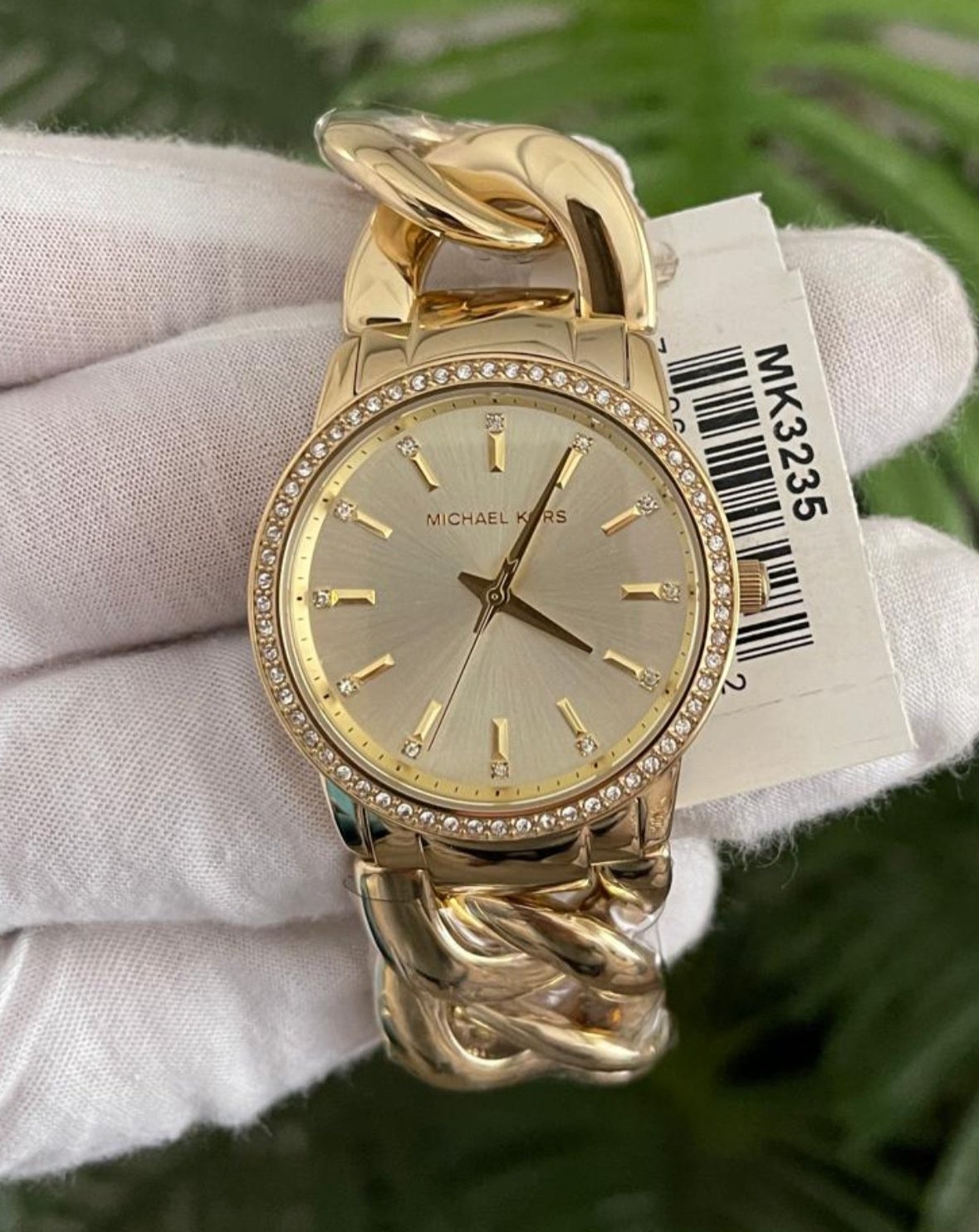 Michael Kors Nini Three Hand Gold Dial Gold Steel Strap Watch For Women - MK3235