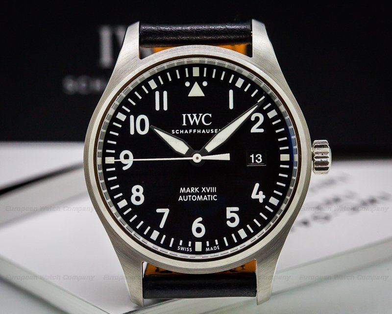IWC Pilot's Mark XVIII 40mm Black Dial Black Leather Strap Watch for Men - IW327001