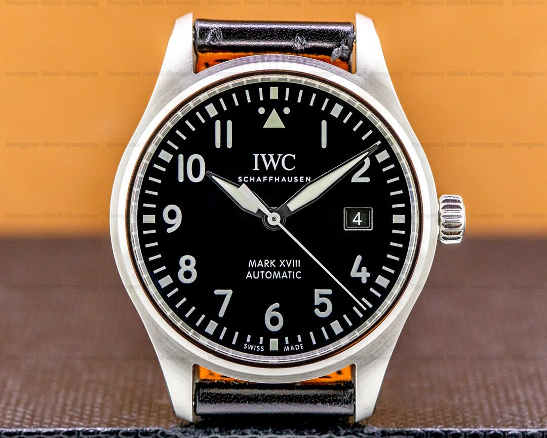 IWC Pilot's Mark XVIII 40mm Black Dial Black Leather Strap Watch for Men - IW327001