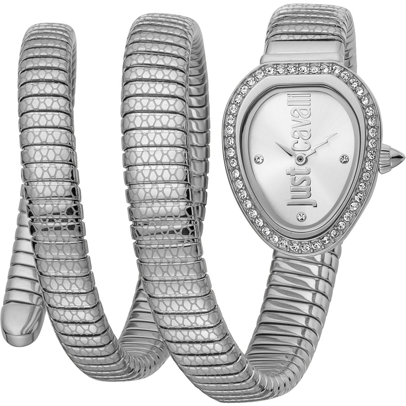 Just Cavalli Doppio Silver Dial Silver Steel Strap Watch for Women - JC1L163M0015