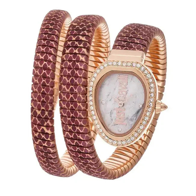 Just Cavalli Glam Snake White Dial Multicolor Steel Strap Watch for Women - JC1L163M0275