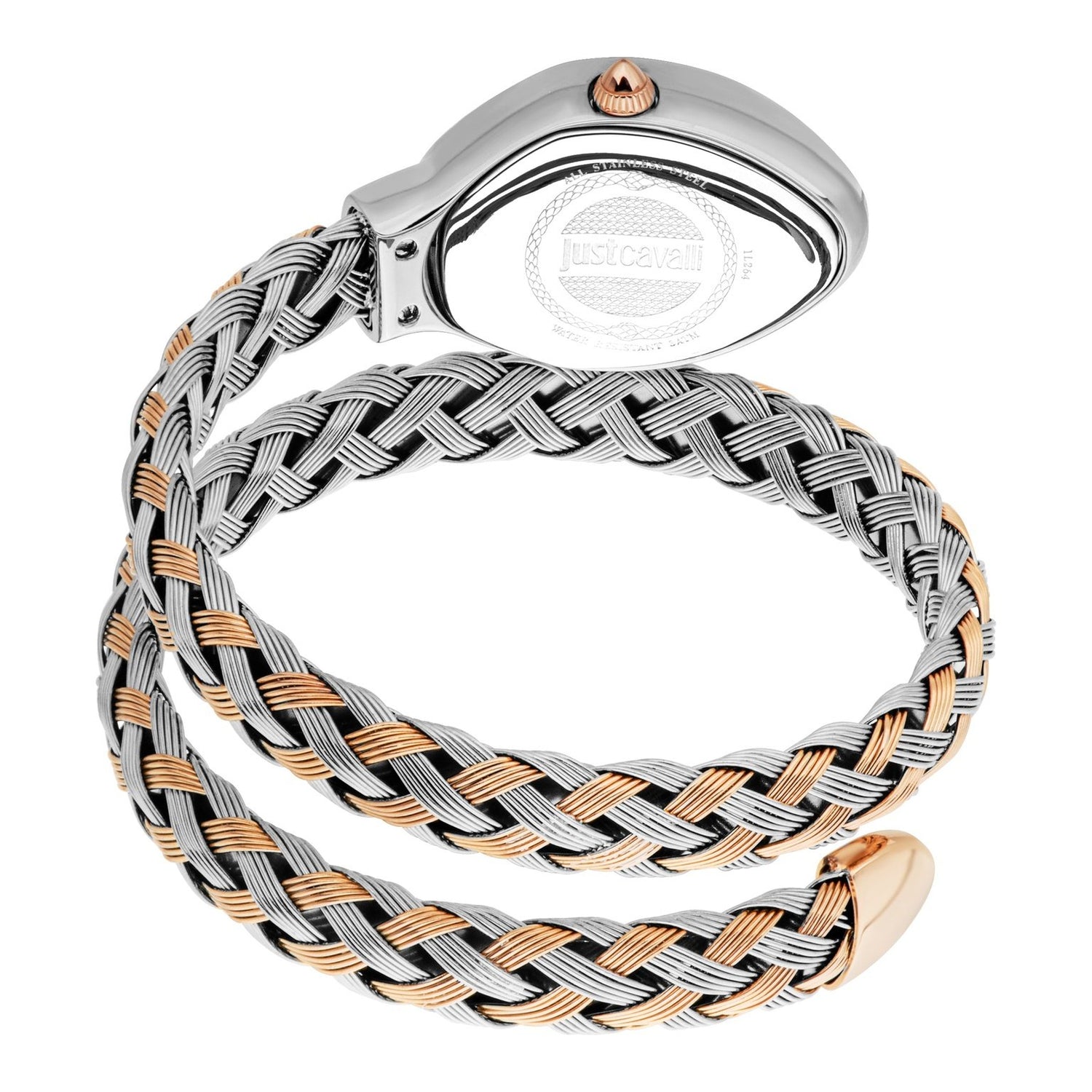 Just Cavalli Novara Silver Dial Two Tone Steel Strap Watch for Women - JC1L264M0075