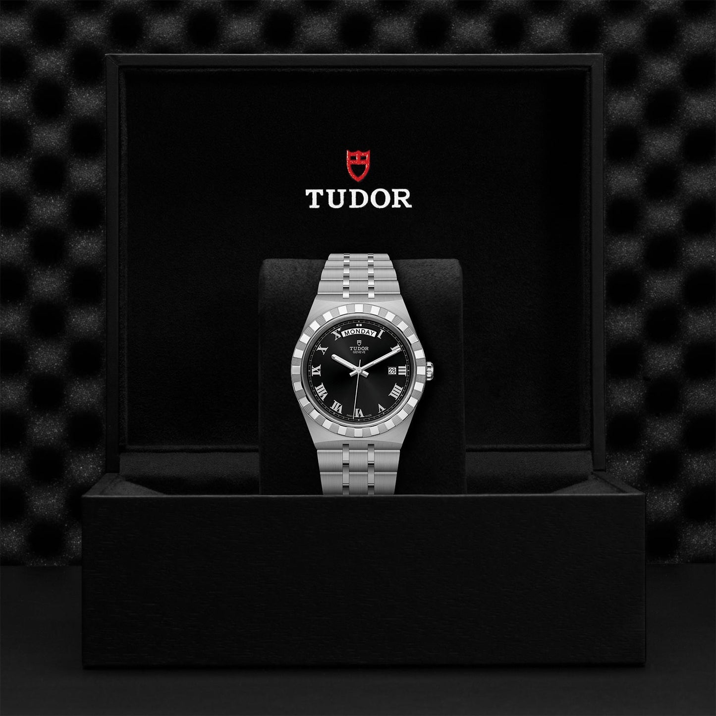 Tudor Royal Automatic Black Dial Silver Steel Strap Watch for Men - M28600-0003