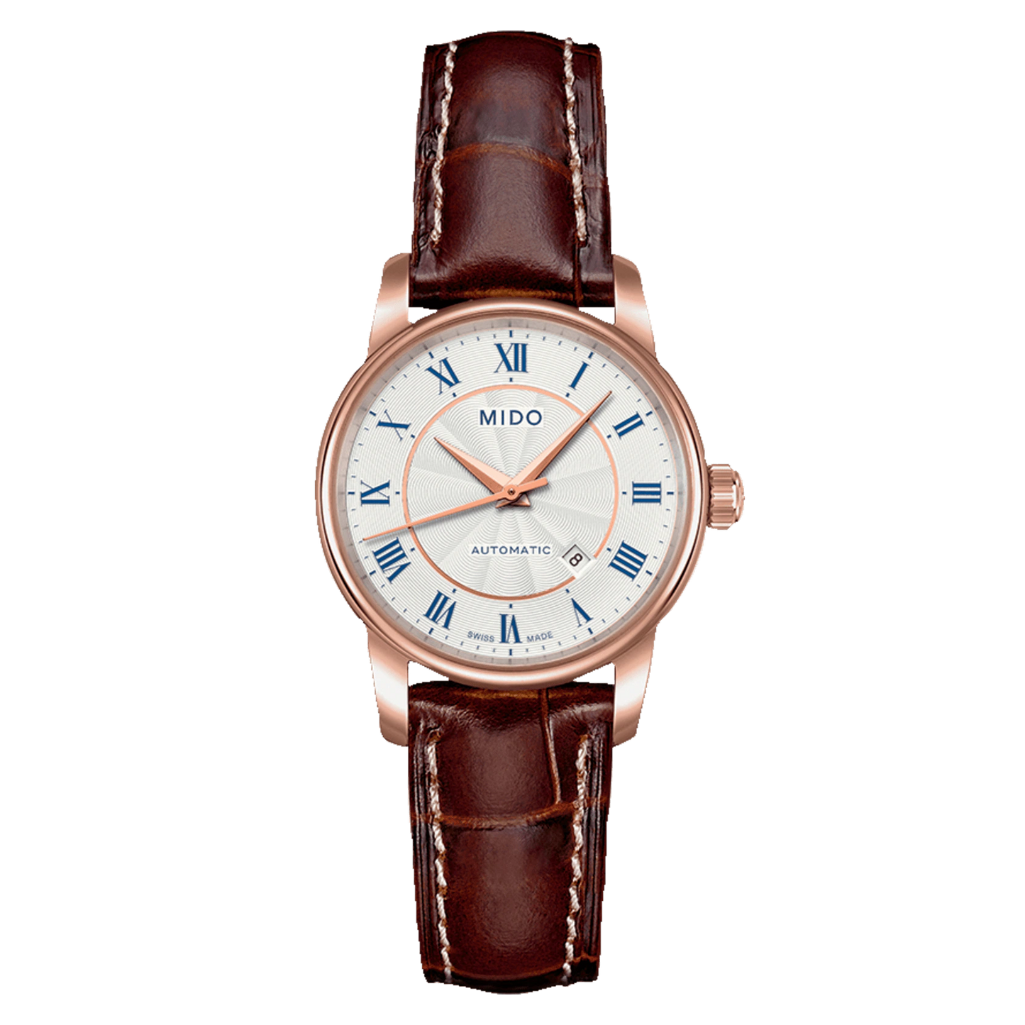 Mido Baroncelli III Automatic Silver Dial Brown Leather Strap Watch For Men - M8600.2.21.8