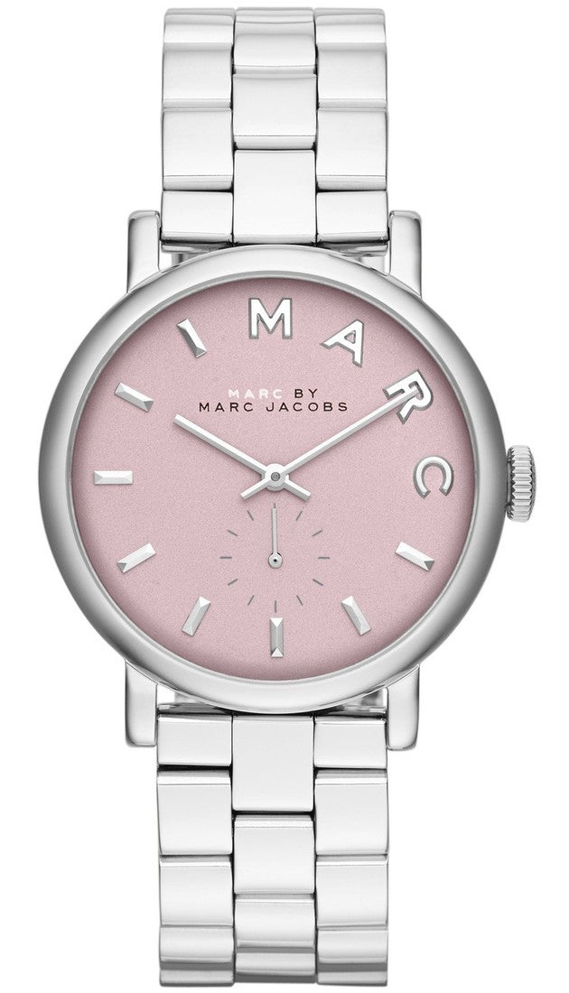 Marc Jacobs Baker Pink Dial Silver Steel Strap Watch for Women - MBM3280