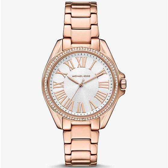 Michael Kors Kacie Three-Hand White Dial Rose Gold Steel Strap Watch for Women - MK4853