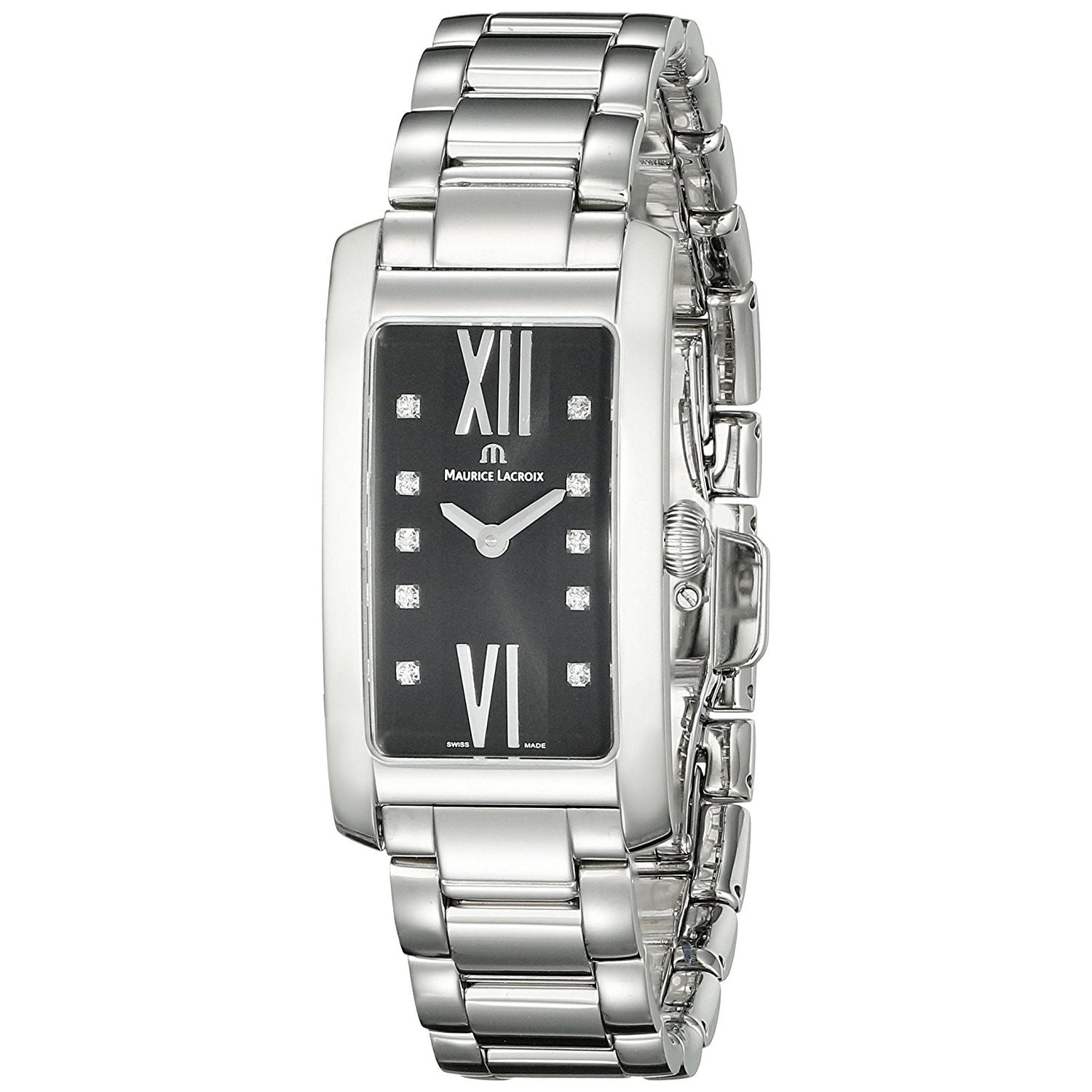 Maurice Lacroix Fiaba Black Dial Silver Steel Strap Watch for Women - FA2164-SS002-350