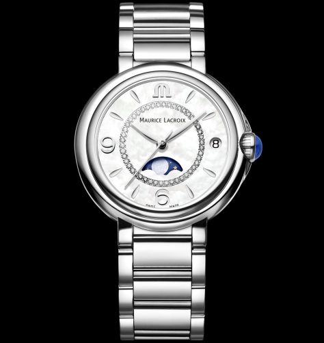 Maurice Lacroix Fiaba Moonphase White Mother of Pearl Dial Silver Steel Strap Watch for Women - FA1084-SS002-170-1