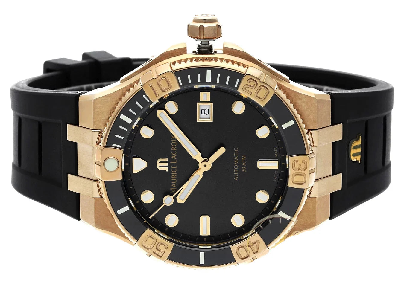 Maurice Lacroix Aikon Venturer Black Dial Black Rubber Strap Watch For Men - AI6058-BRZ0B-330-2