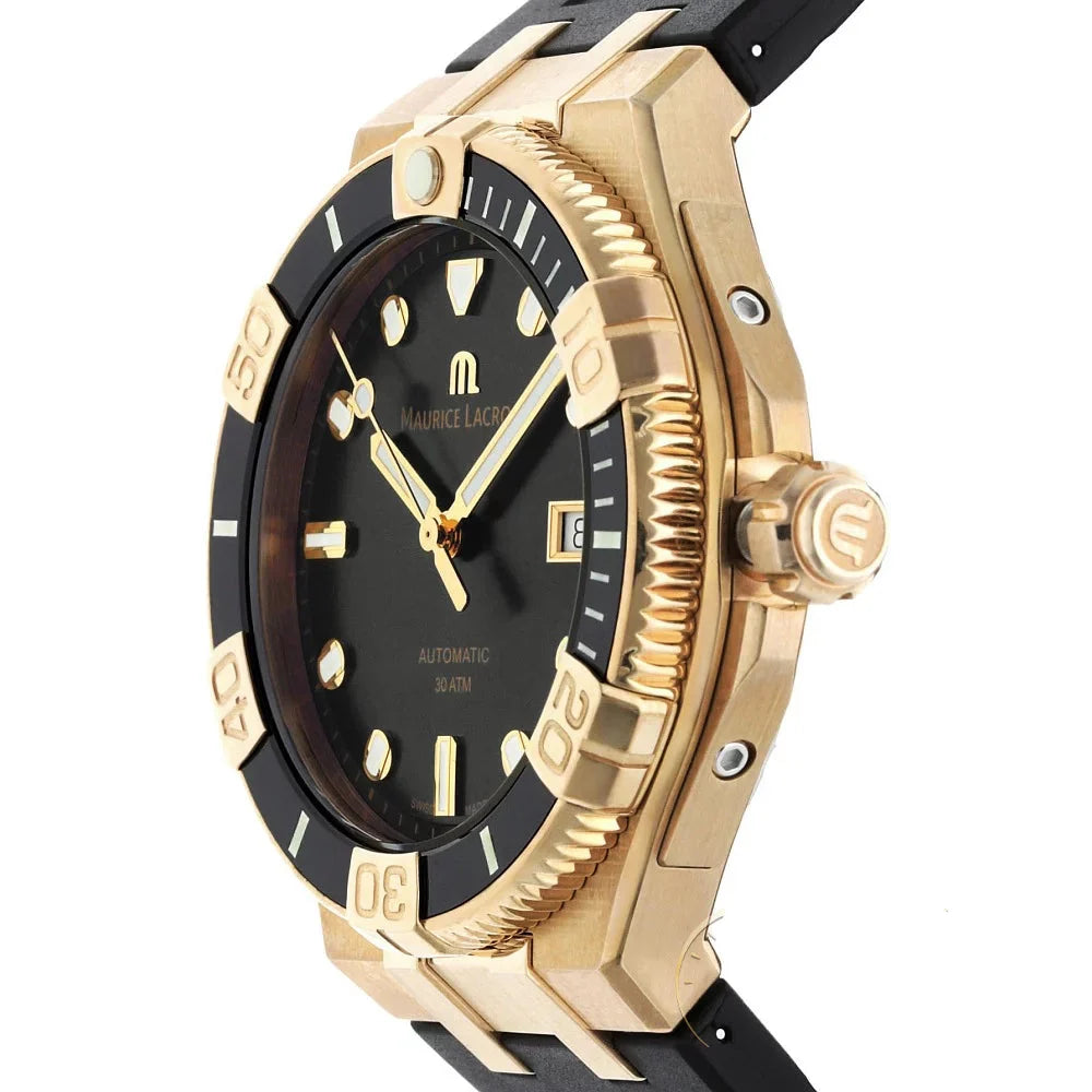 Maurice Lacroix Aikon Venturer Black Dial Black Rubber Strap Watch For Men - AI6058-BRZ0B-330-2