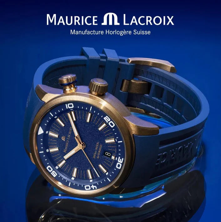 Maurice Lacroix Pontos Divers Limited Edition Blue Dial Blue Leather Strap Watch For Men - PT6248-BRZ0B-430-4