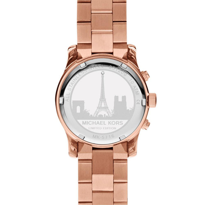 Michael Kors Paris Limited Edition Rose Gold Dial Steel Strap Watch for Women - MK5716