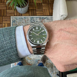 Citizen Tsuyosa Automatic Camouflage Green Dial Silver Steel Strap Watch For Men - NJ0159-86X